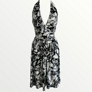 Sz M Black and White Halter Dress